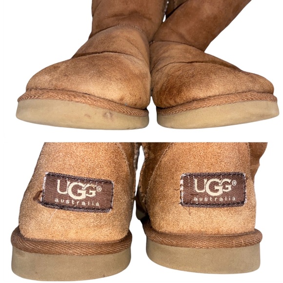 UGG Medium Brown Sheepskin Style F3008I Short Ankle Boots Size 6 - Picture 9 of 13